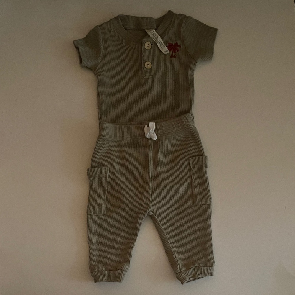 Liam & James Olive Kids Ribbed Set